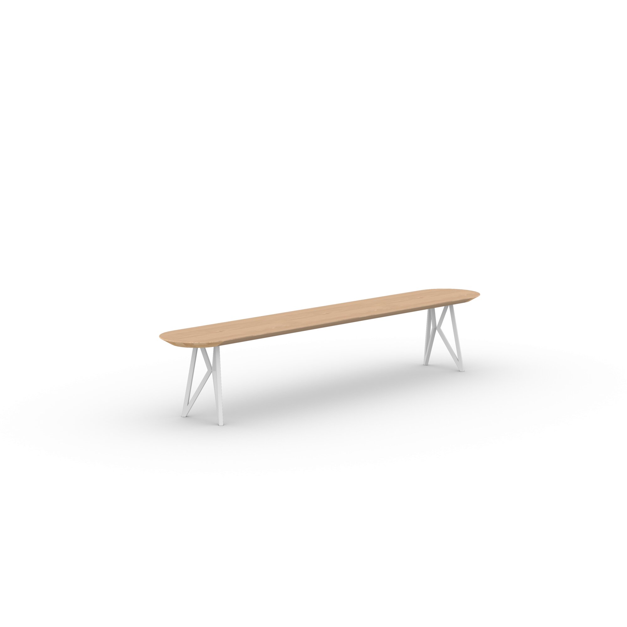 Design Dining Bench | Butterfly Bench Steel white powdercoating | Oak hardwax oil natural light 3041 | Studio HENK| 