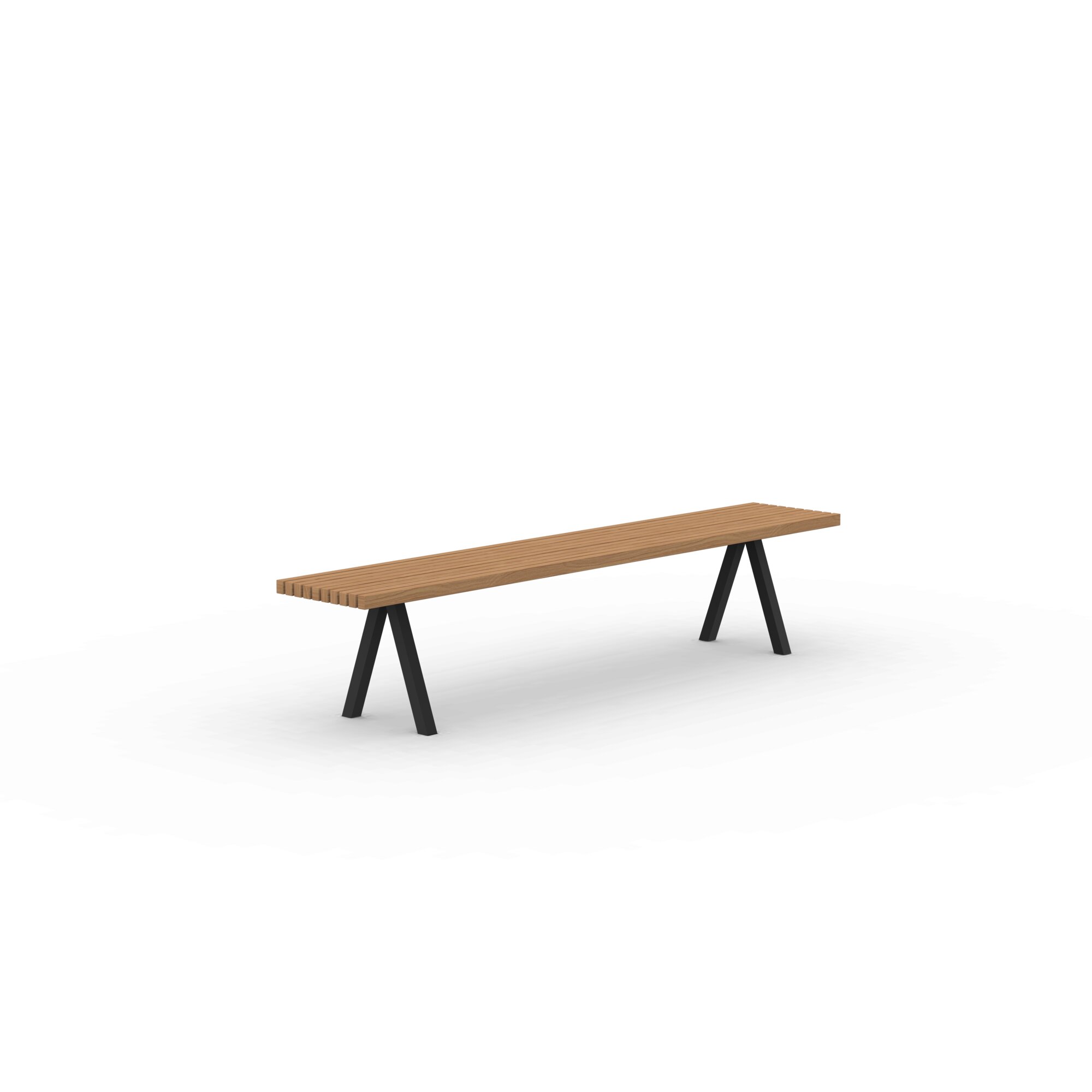 Design Dining Bench | Slim X-type Outdoor Bench Steel black powdercoating | Iroko | Studio HENK| 