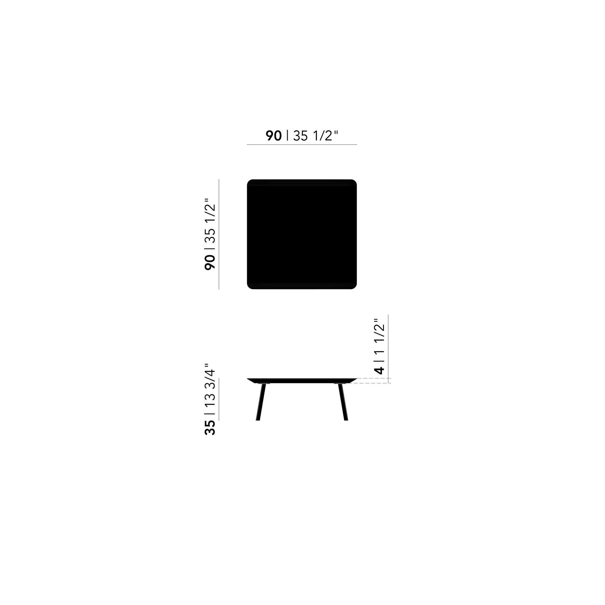 Design Coffee Table | New Co Coffee Table 90 Square Black | HPL Fenix grigio efeso | Studio HENK| 
